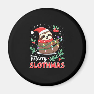 Íman Engraçado Sloth Xmas Luzes Felizes Slothmas Sloth