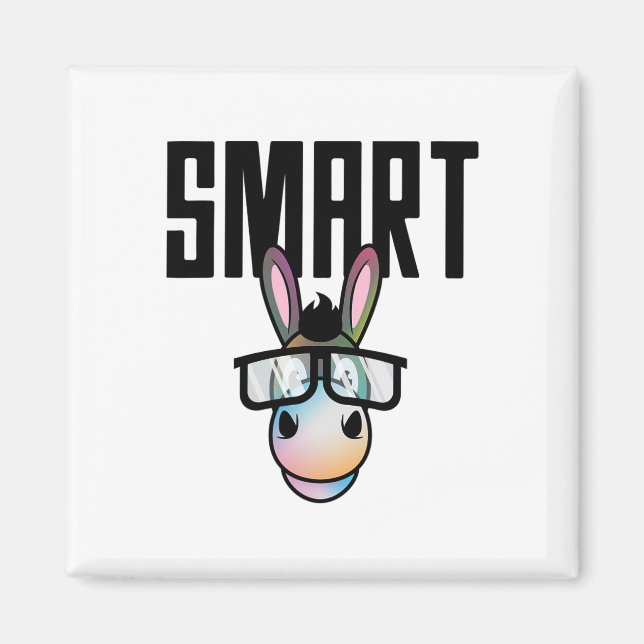 Íman Engraçado Smart Donkey Horseback, Dando Presente P (Frente)