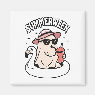 Íman Engraçado Summerentre Ghost Pink Flutuando Em Flam