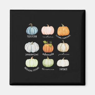 Íman Engraçado Trabalhador Social Halloween Fall Pumpki