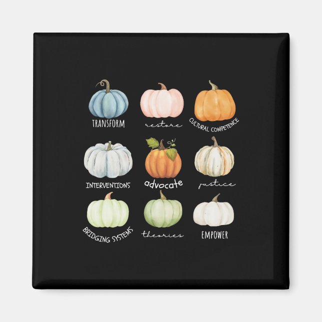 Íman Engraçado Trabalhador Social Halloween Fall Pumpki (Frente)