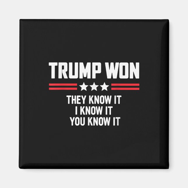 Íman Engraçado Trump Ganhou Eles Sabem Que Eu Sei (Frente)
