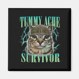 Íman Engraçado Tummy Ache Sobrevivente Cat Meme Dizendo
