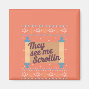 Íman Engraçado Ugly Hanukkah Me Vê Scrollin Tee