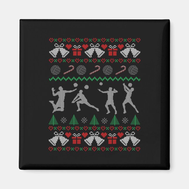 Íman Engraçado Ugly Xmas Voleibol Holida (Frente)