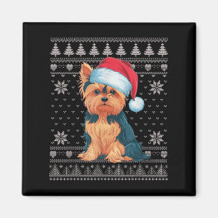 Íman Engraçado Yorkie Cachorro Feio Papais noeis de Nat