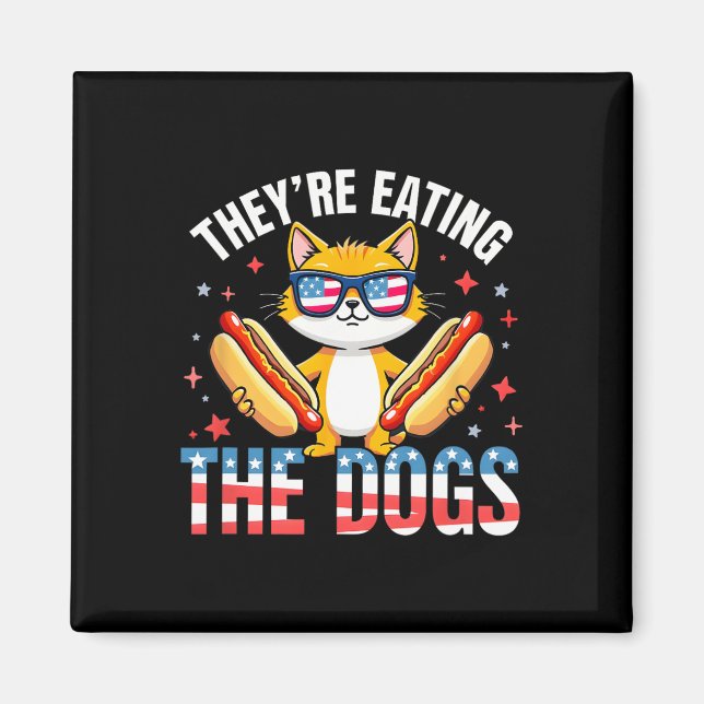 Íman Engraçados Estão Comendo Os Cães Os Gatos (Frente)