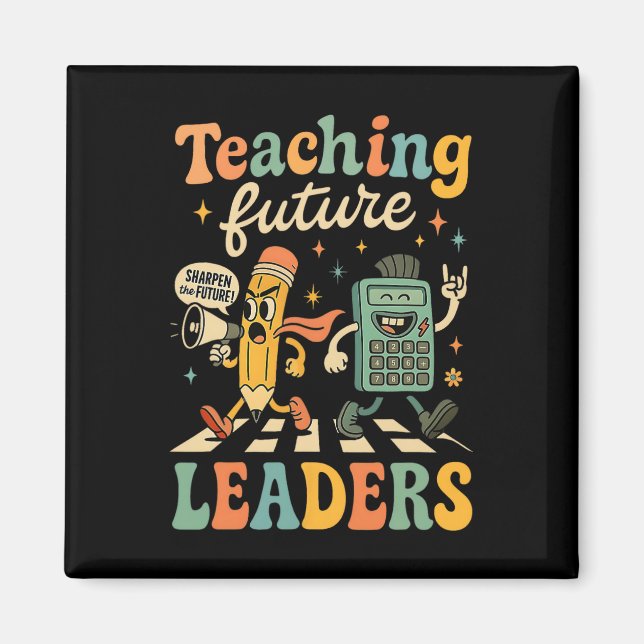 Íman Ensino Retro Líderes Futuros Professor de Volta à  (Frente)
