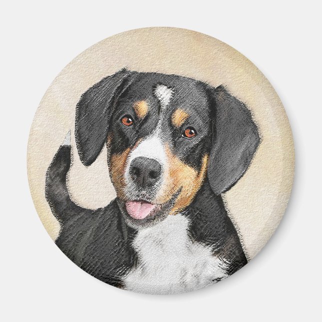 Íman Entlebucher Mountain Dog Painting - Arte Original (Frente)