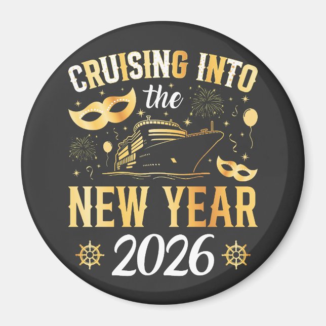 Íman Entrando no Ano Novo 2026 Círculo (Frente)