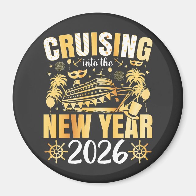 Íman Entrando no Ano Novo 2026 Círculo (Frente)