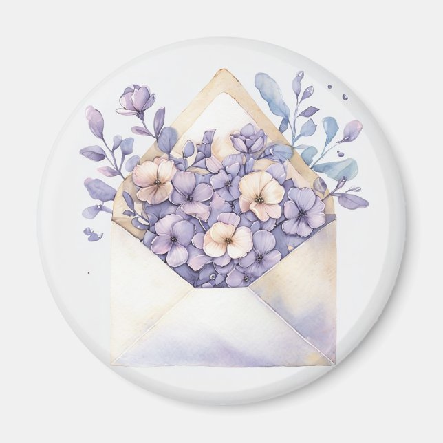 Íman Envelope Floral Watercolor - Cute (Frente)