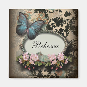Íman Ephemera steampunk floral Borboleta vitoriana
