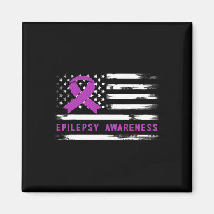 Íman Epilepsia Alerta Bandeira Americana Fita Roxa