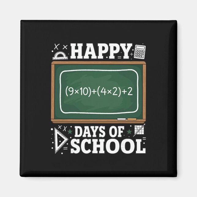 Íman Equação de Matemática Divertida Feliz 100 Dias de  (Frente)