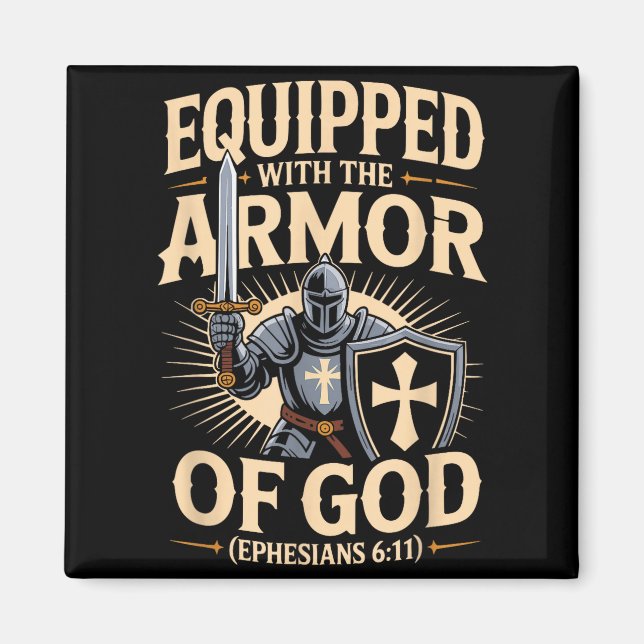 Íman Equipado Com A Armadura De Deus Versículo Da Bíbli (Frente)