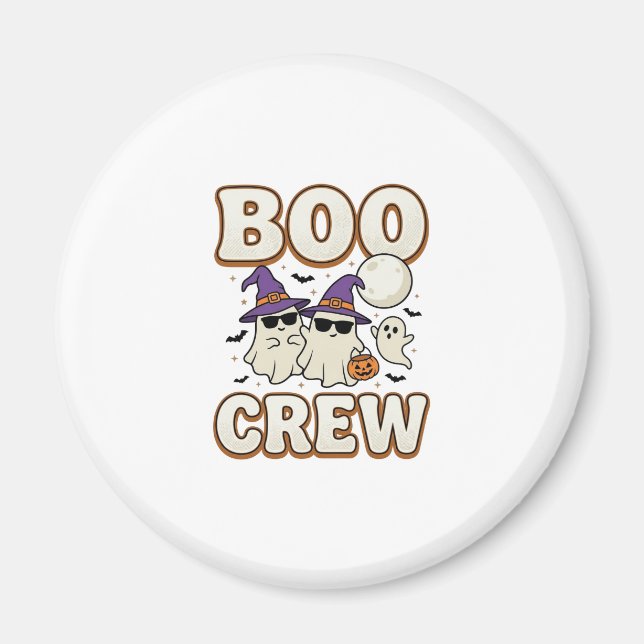 Íman Equipe Boo Fantasma Halloween Design Vetorial Vint (Frente)
