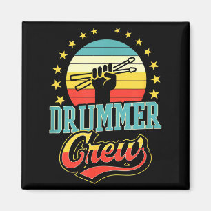 Íman Equipe de Baterista Divertida Estilo Retro Vintage