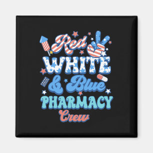 Íman Equipe de Farmácia Groovy Vermelho Branco Azul Far