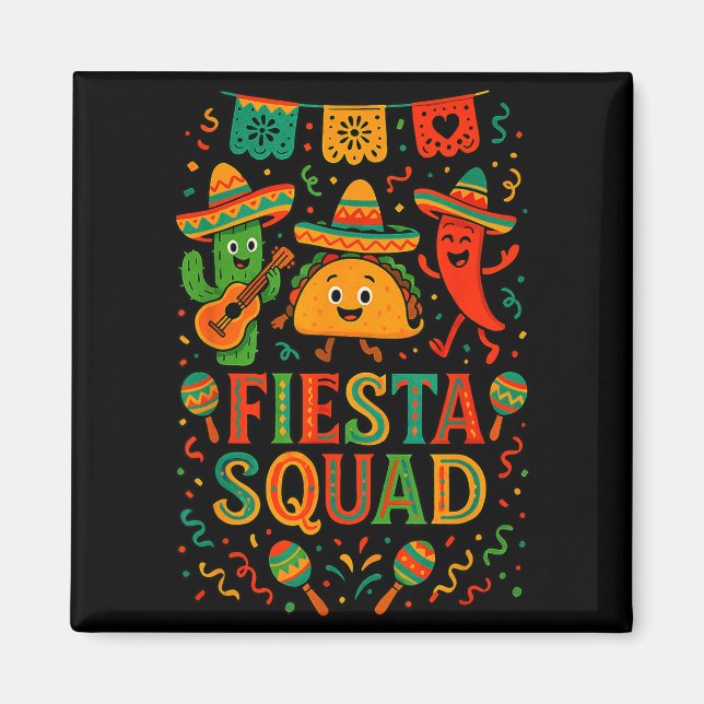Íman Equipe de festa engraçado cinco de maio chapéu cac (Frente)