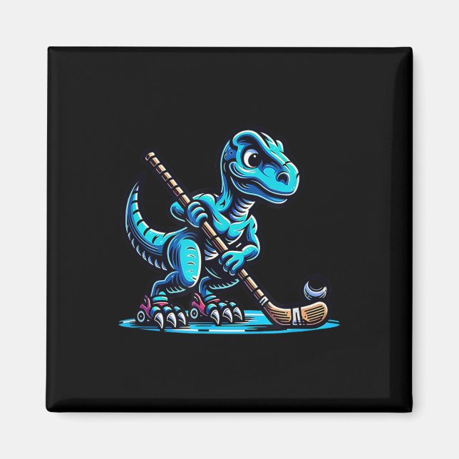 Íman Equipe de jogador de hóquei de campo Dinosaur Dino (Frente)