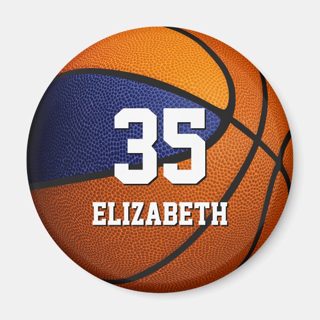 Íman equipe de laranja azul cores feminino basquetebol  (Frente)