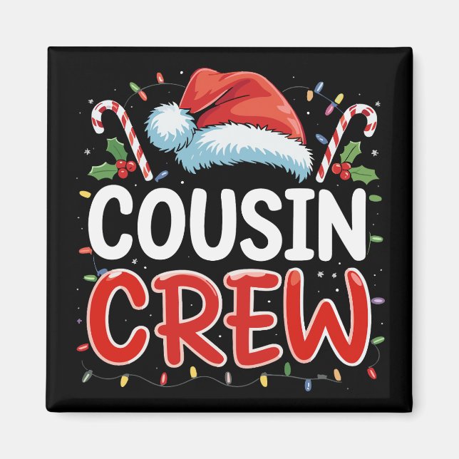 Íman Equipe de Primo do Natal Chapéu de Papai Noel  (Frente)