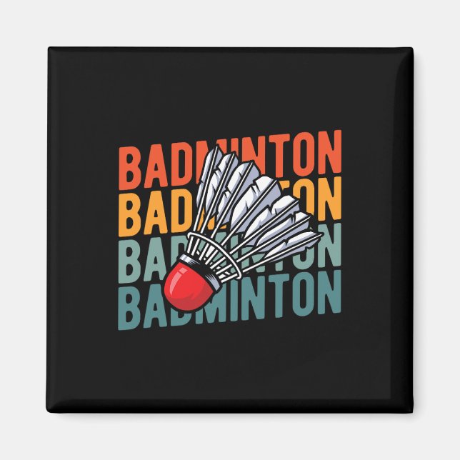 Íman Equipe de Racket de Badminton Retro - Encerramento (Frente)