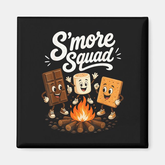 Íman Equipe de S'mores divertido marshmallow fogueira  (Frente)