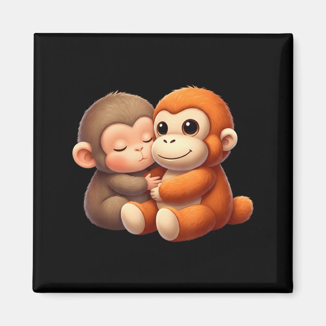 Íman Equipe de Soco de Macaco Bebê Soco Macaco Fofo Soc (Frente)