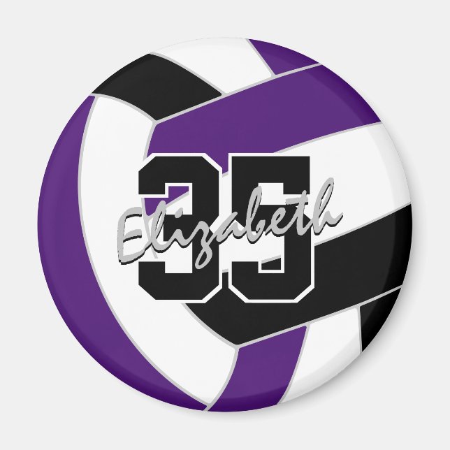 Íman Equipe de voleibol preto roxo colorido presentes (Frente)