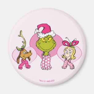 Íman Equipe do Grinch em Retrato Rosa de Dia dos Namora