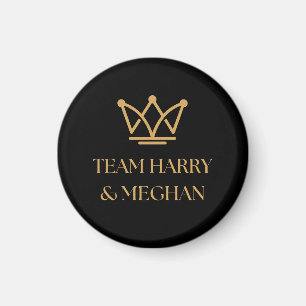 ÍMAN EQUIPE HARRY & MEGHAN COM CROWN DOURADO