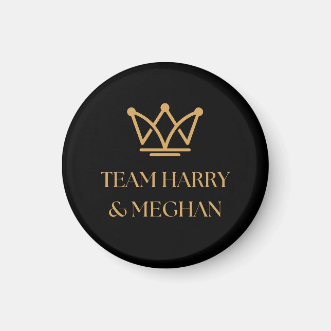 ÍMAN EQUIPE HARRY & MEGHAN COM CROWN DOURADO (Frente)