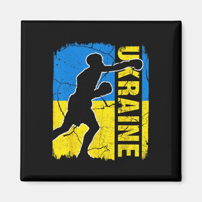 Íman Equipe Ucraniana de Boxe Bandeira da Ucrânia Luvas (Frente)