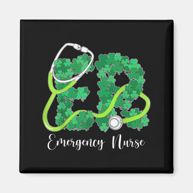 Íman Er Emergency Nurse Stethoscope St. Patrick's Day S (Frente)
