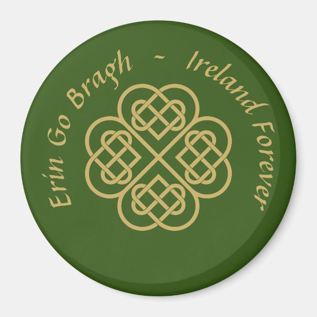 Íman Erin Go Bragh Dourado Celta Shamrock (Frente)
