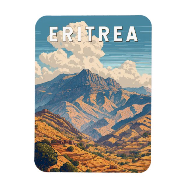 Íman Eritreia Illustração Viagem Art Vintage (Vertical)