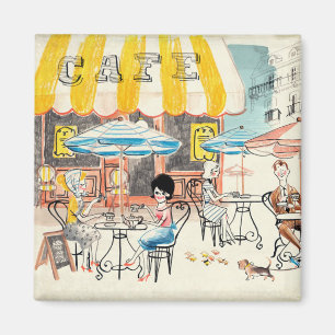 Íman Esboço bonito da cena de France Café