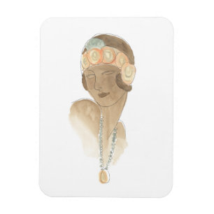Íman Esboço da Moda da Flapper - Mulher com peça de c