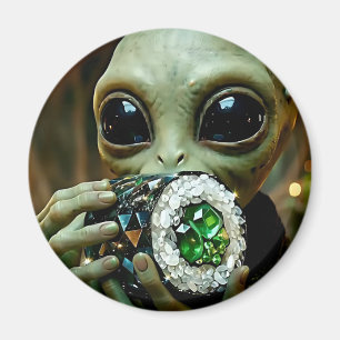 Íman Esboço de Alien Extraterrestre e Comida Cristalina