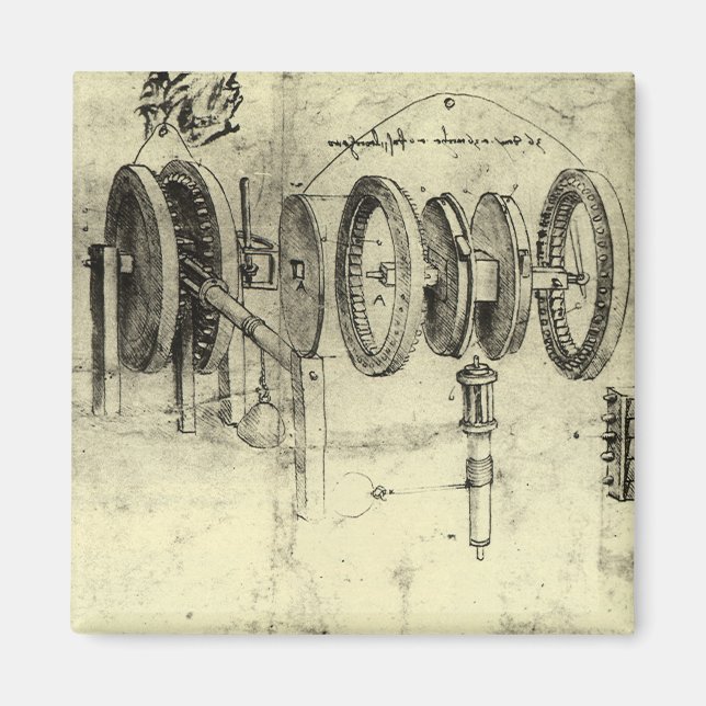 Íman Esboço de Engenharia de Leonardo da Vinci de uma r (Frente)