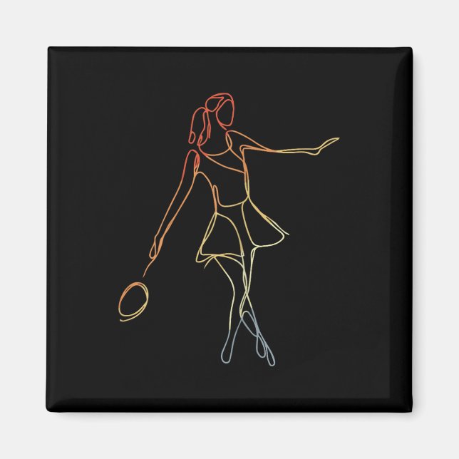 Íman Esboço de Jogadora de Badminton Feminina Jogo de P (Frente)