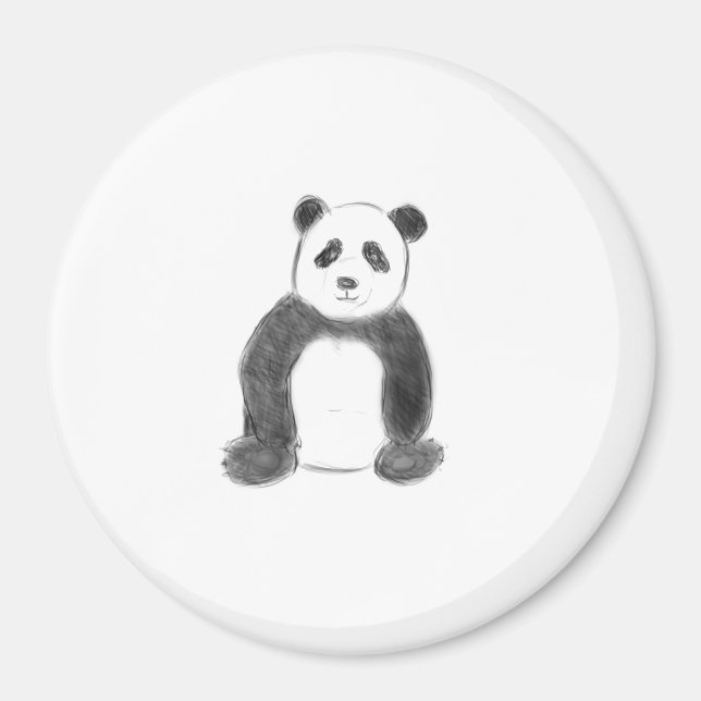 Íman Esboço preto e branco do panda (Frente)