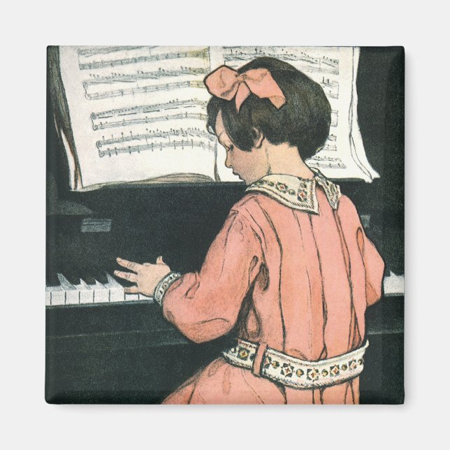 Íman Escalas por Jessie Willcox Smith, Piano Music Girl (Frente)