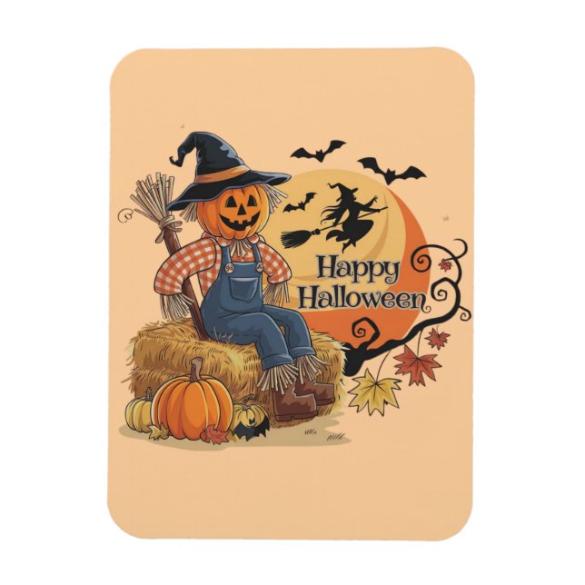 Íman Escarneiro Pumpkin Halloween Rustic Vibs Art (Vertical)