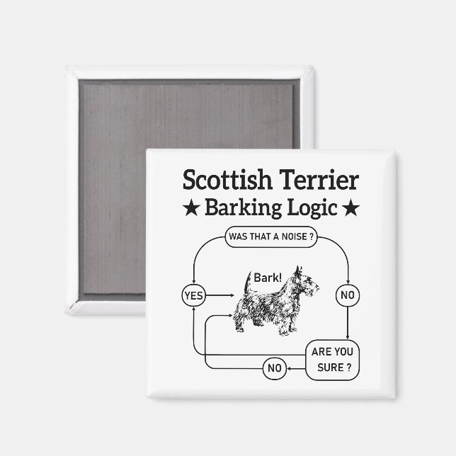 Íman Escocês Terrier Barking Logic Funny Dog Sarcastic (Front/Back)