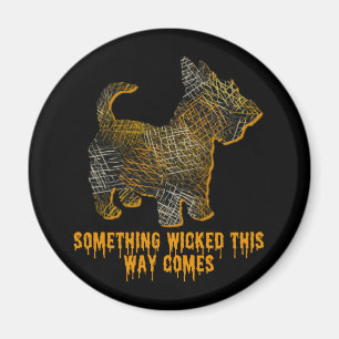 Íman Escocês Terrier Dog Silhoueen Diversão Halloween