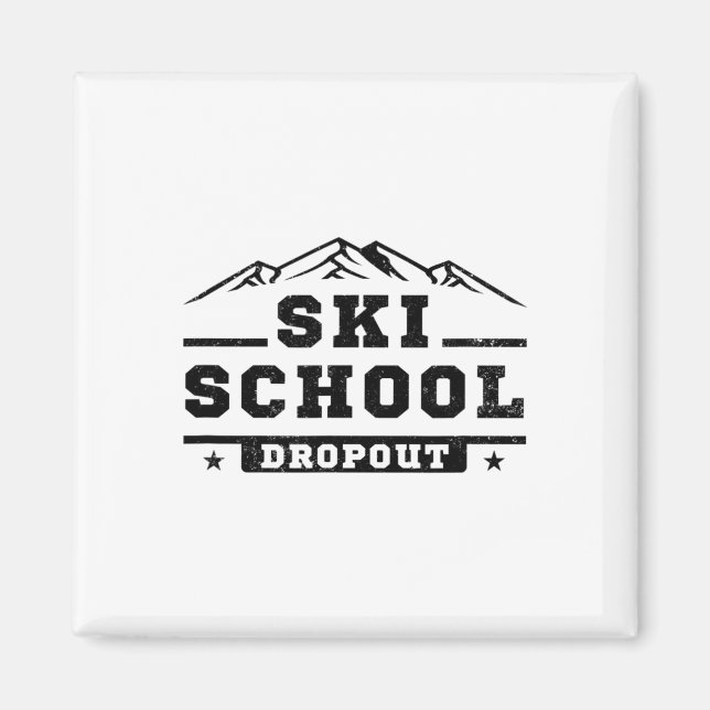 Íman Escola de Esqui Divertida Desistente Esquiando Esq (Frente)