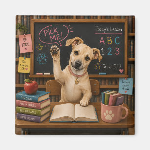 Íman Escolha Me! Cachorro Cute da Escola Levanta Pata